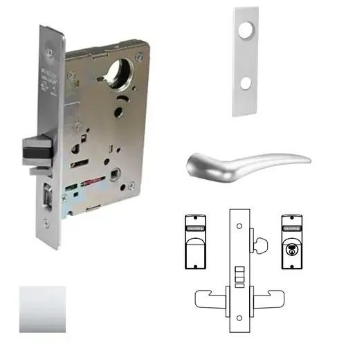 8200 Series 8237 Classroom Lockset Less Cylinder Bright Polished Chrome