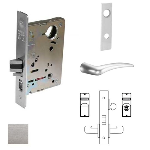 8200 Series 8237 Classroom Lockset Less Cylinder Satin Chrome