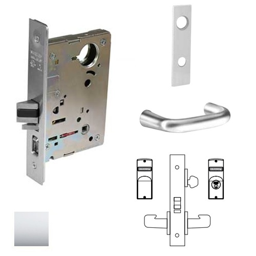 8200 Series 8237 Classroom Lockset Less Cylinder Bright Polished Chrome