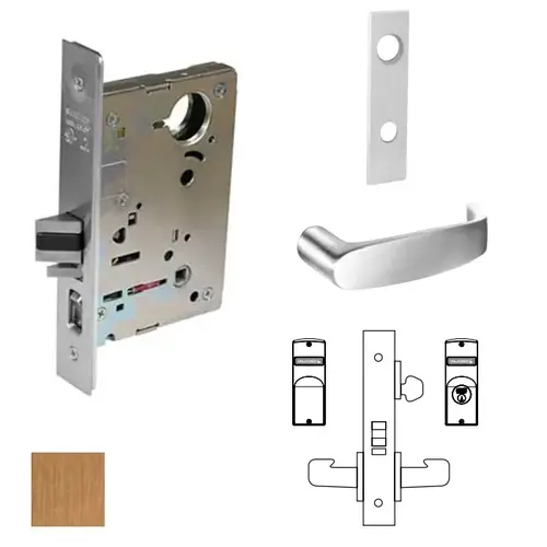 8200 Series 8237 Classroom Lockset Less Cylinder Satin Bronze