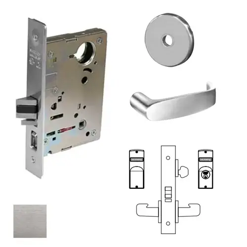 8200 Series 8237 Classroom Lockset Less Cylinder Satin Chrome