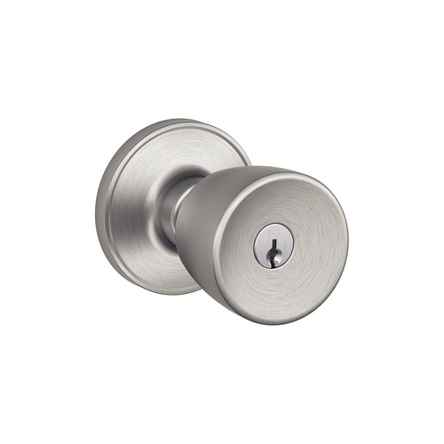 J54 Byron Keyed Entry Knob Lock in Vis Pack Satin Stainless Steel