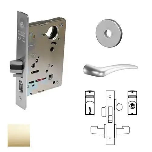 8200 Series 8225 Dormitory/Exit Lockset Less Cylinder Bright Polished Brass