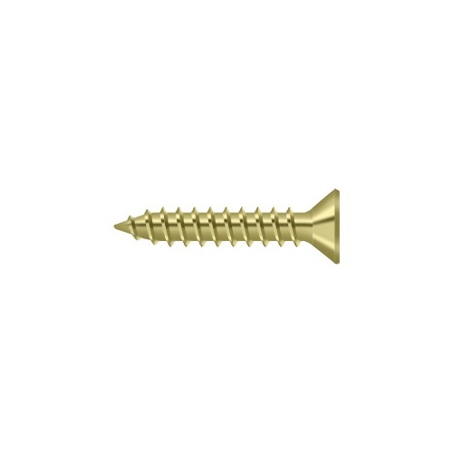 #9, 1" Length Flat Head Phillips Drive Wood Screw Steel Polished Brass