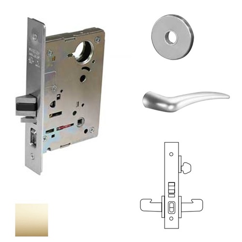 8200 Series 8255 Office/Entry Lockset Less Cylinder Bright Polished Brass