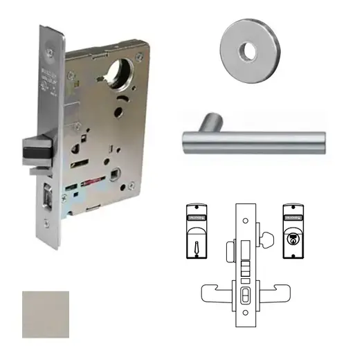 8200 Series 8243 Apartment Corridor Lockset Less Cylinder Satin Stainless Steel