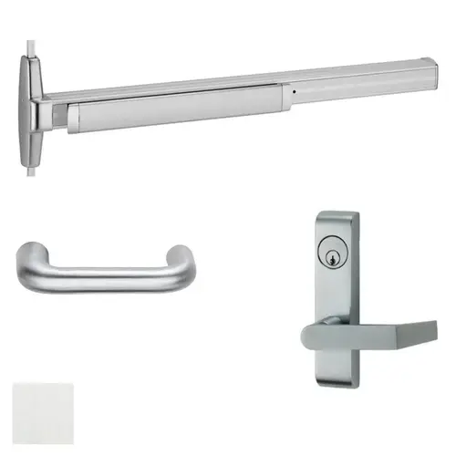 33A Series Surface Vertical Rod Exit Device With Trim Satin Aluminum Clear