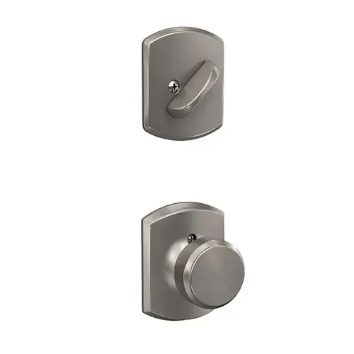 F59 Bowery Inside Trim Handleset/Entrance Knob Lock with Greenwich Trim Satin Nickel