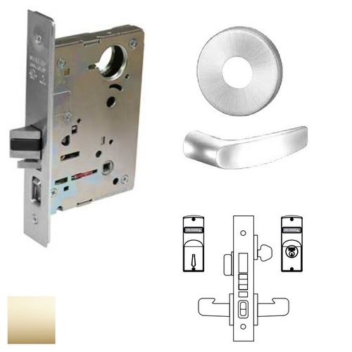 8200 Series 8243 Apartment Corridor Lockset Less Cylinder Bright Polished Brass