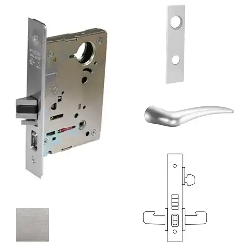 8200 Series 8255 Office/Entry Lockset Less Cylinder Satin Chrome