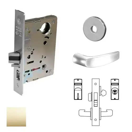 8200 Series 8225 Dormitory/Exit Lockset Less Cylinder Bright Polished Brass