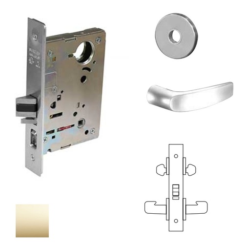 8200 Series 8216 Apartment/Exit/Public Toliet Lockset Less Cylinder Bright Polished Brass