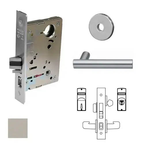 8200 Series 8245 Dormitory/Exit Lockset Less Cylinder Satin Stainless Steel