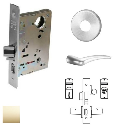 8200 Series 8245 Dormitory/Exit Lockset Less Cylinder Bright Polished Brass