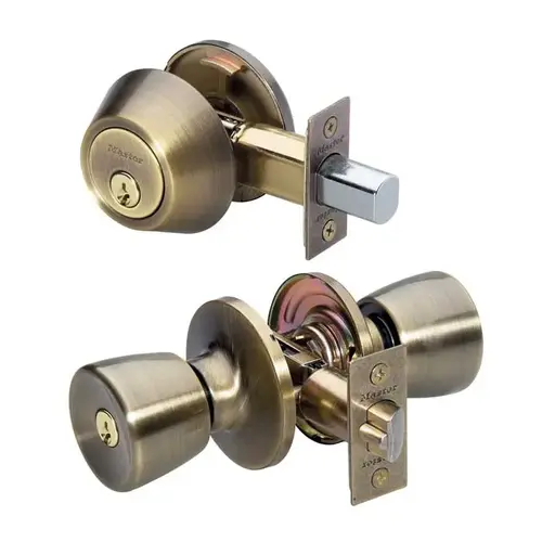 Tulip Knob Entry with Deadbolt Lockset Satin Brass Blackened