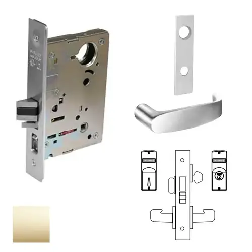 8200 Series 8225 Dormitory/Exit Lockset Less Cylinder Bright Polished Brass