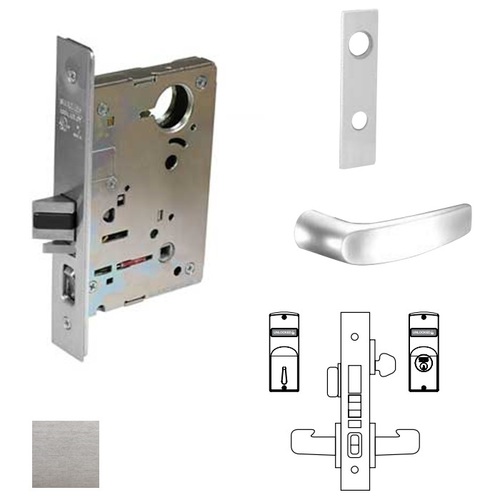 8200 Series 8243 Apartment Corridor Lockset Less Cylinder Satin Chrome