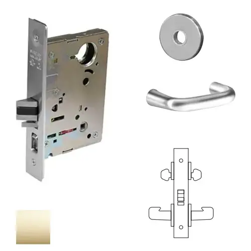 8200 Series 8216 Apartment/Exit/Public Toliet Lockset Less Cylinder Bright Polished Brass