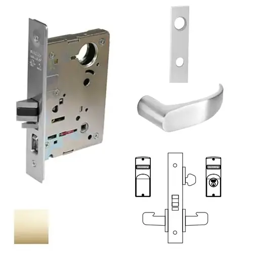 8200 Series 8237 Classroom Lockset Less Cylinder Bright Polished Brass