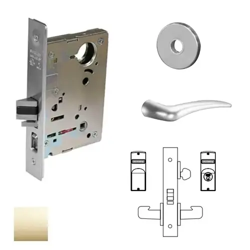 8200 Series 8237 Classroom Lockset Less Cylinder Bright Polished Brass