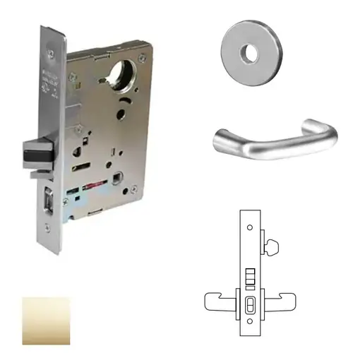 8200 Series 8255 Office/Entry Lockset Less Cylinder Bright Polished Brass