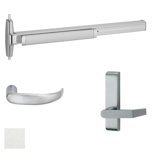 33A Series Surface Vertical Rod Exit Device With Trim Satin Aluminum Clear