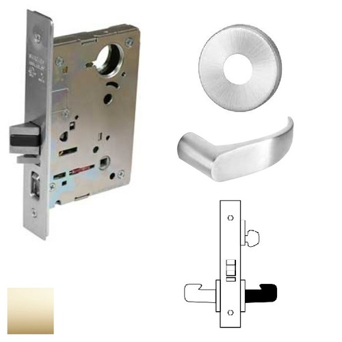 8200 Series 8205 Office/Entry Lockset Less Cylinder Bright Polished Brass