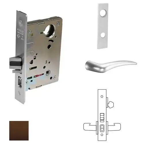 8200 Series 8255 Office/Entry Lockset Less Cylinder Oil Rubbed Dark Bronze