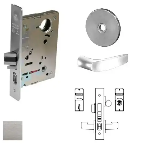 8200 Series 8243 Apartment Corridor Lockset Less Cylinder Satin Chrome