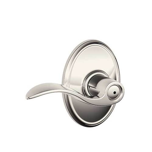 F40 Accent Lever Privacy Lock with Wakefield Trim Bright Polished Nickel