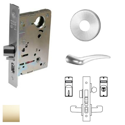 8200 Series 8243 Apartment Corridor Lockset Less Cylinder Bright Polished Brass