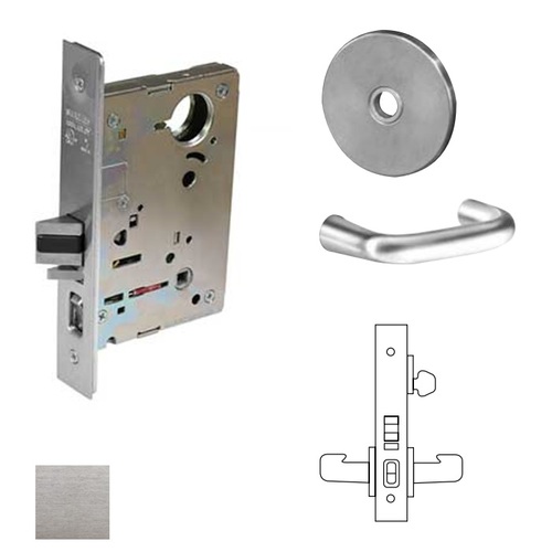 8200 Series 8255 Office/Entry Lockset Less Cylinder Satin Chrome