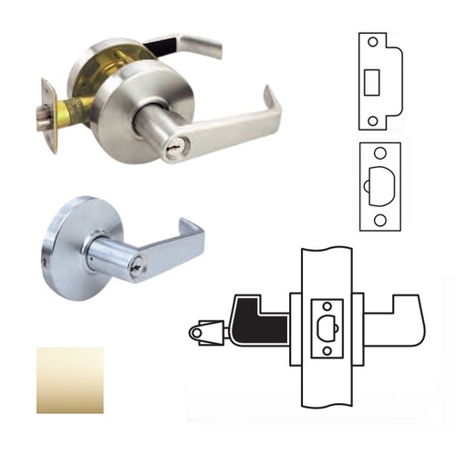 RL Series Cylindrical Lever Lock Bright Polished Brass