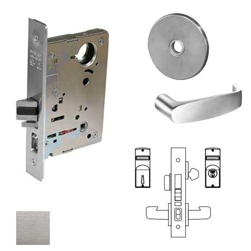 8200 Series 8243 Apartment Corridor Lockset Less Cylinder Satin Chrome