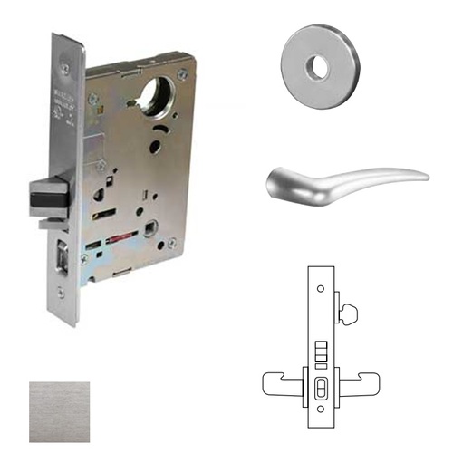 8200 Series 8255 Office/Entry Lockset Less Cylinder Satin Chrome