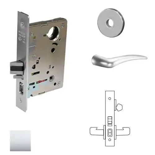 8200 Series 8255 Office/Entry Lockset Less Cylinder Bright Polished Chrome