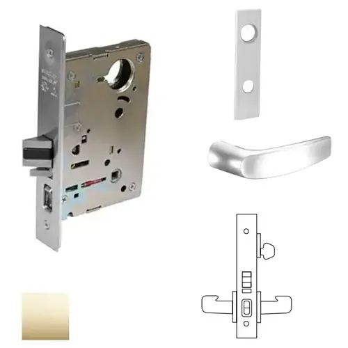 8200 Series 8255 Office/Entry Lockset Less Cylinder Bright Polished Brass