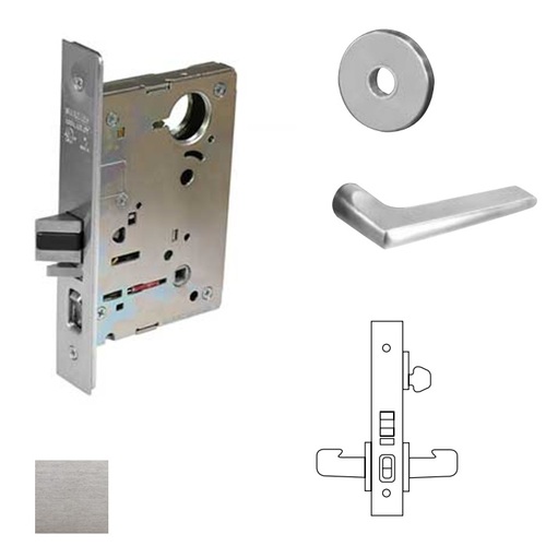 8200 Series 8255 Office/Entry Lockset Less Cylinder Satin Chrome