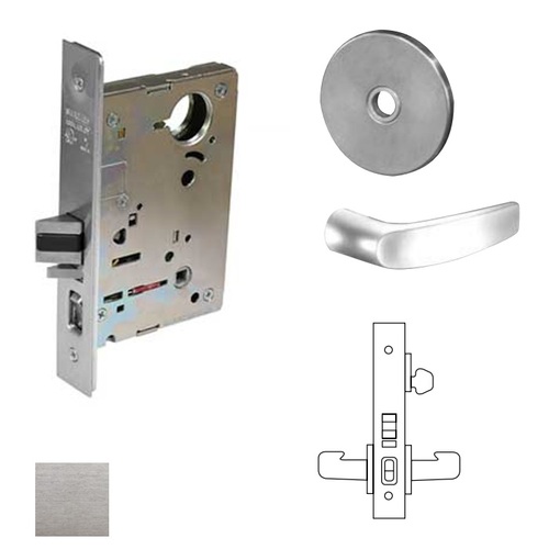 8200 Series 8255 Office/Entry Lockset Less Cylinder Satin Chrome