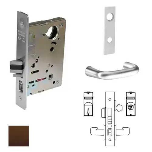 8200 Series 8243 Apartment Corridor Lockset Less Cylinder Oil Rubbed Dark Bronze