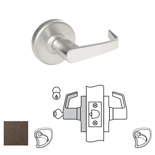 Zinc Newport Lever and D Rose Single Cylinder Storeroom Grade 1 Extra Heavy Duty Cylindrical Lever Lock L4 Keyway Dark Bronze Finish