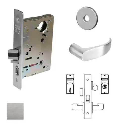 8200 Series 8256 Office/Inner Entry Lockset Less Cylinder Satin Chrome