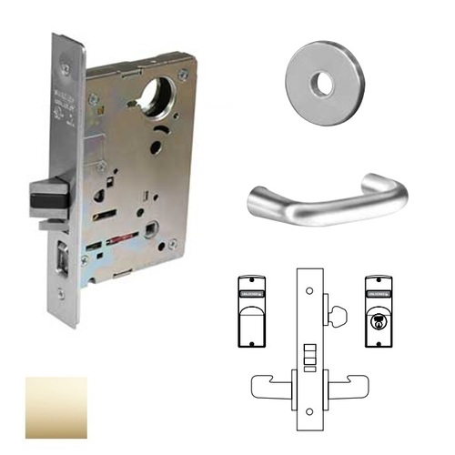 8200 Series 8237 Classroom Lockset Less Cylinder Bright Polished Brass