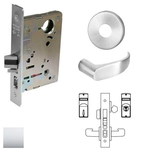 8200 Series 8243 Apartment Corridor Lockset Less Cylinder Bright Polished Chrome