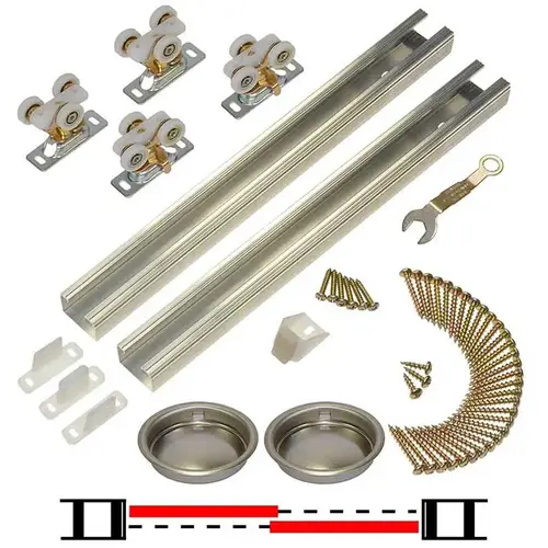 Double Door Pocket Door Hardware Set with 48" Track Aluminum