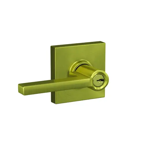 F51A Latitude Keyed Entry Lever Lock With Collins Trim Satin Brass