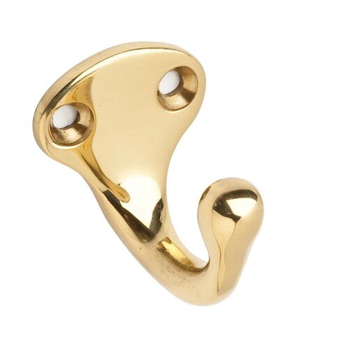 581 Wardrobe Hook Slim Pack Bright Brass Plated