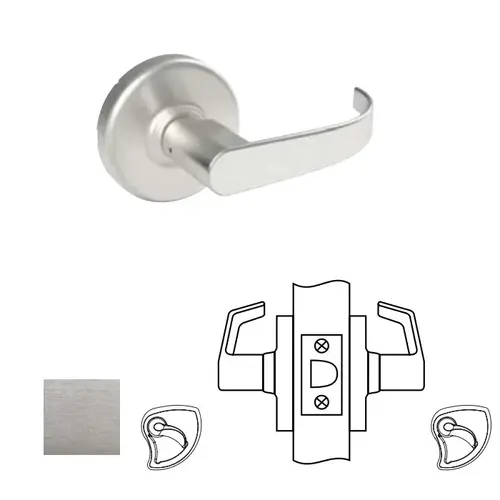 KIT - Grade 1 Passage Princeton Cylindrical Lever, 2-3/4" Backset, ANSI Strike SA114, 626/US26D Satin Chrome