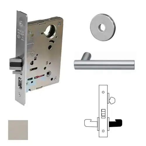 Storeroom Closet Mortise Lock with REM Lever and LN Rose with LA Keyway Satin Stainless Steel Finish