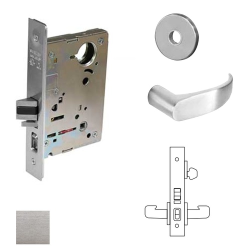 8200 Series 8255 Office/Entry Lockset Less Cylinder Satin Chrome